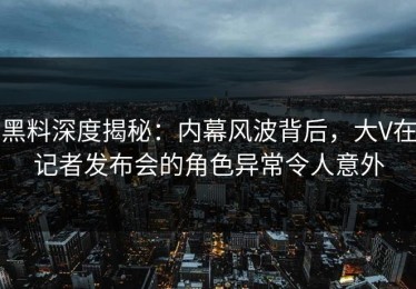 黑料深度揭秘：内幕风波背后，大V在记者发布会的角色异常令人意外