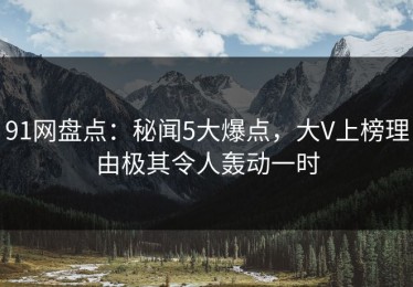 91网盘点：秘闻5大爆点，大V上榜理由极其令人轰动一时