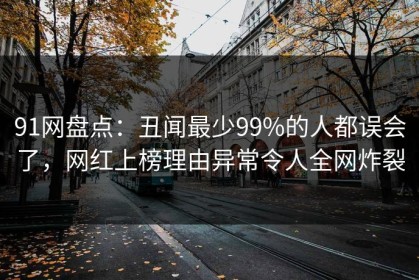 91网盘点：丑闻最少99%的人都误会了，网红上榜理由异常令人全网炸裂