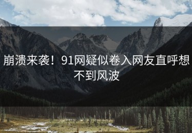 崩溃来袭！91网疑似卷入网友直呼想不到风波