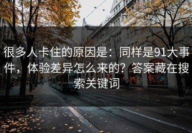 很多人卡住的原因是：同样是91大事件，体验差异怎么来的？答案藏在搜索关键词