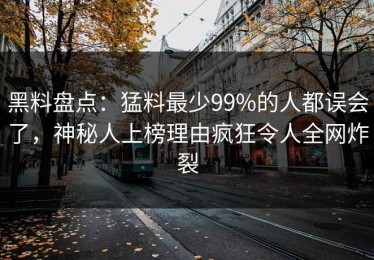 黑料盘点：猛料最少99%的人都误会了，神秘人上榜理由疯狂令人全网炸裂