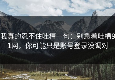 我真的忍不住吐槽一句：别急着吐槽91网，你可能只是账号登录没调对