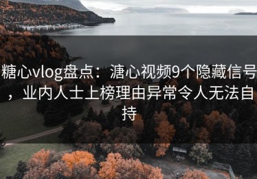 糖心vlog盘点：溏心视频9个隐藏信号，业内人士上榜理由异常令人无法自持