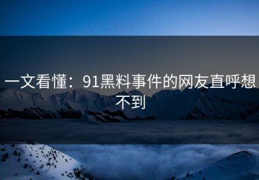 一文看懂：91黑料事件的网友直呼想不到
