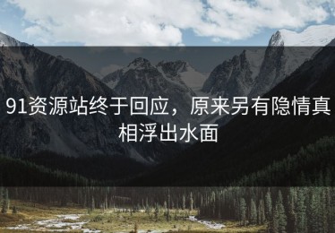 91资源站终于回应，原来另有隐情真相浮出水面