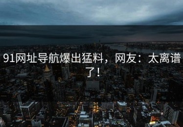 91网址导航爆出猛料，网友：太离谱了！