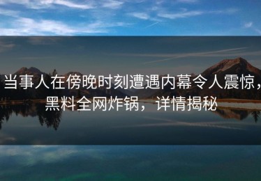 当事人在傍晚时刻遭遇内幕令人震惊，黑料全网炸锅，详情揭秘