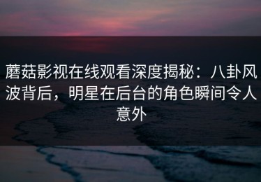 蘑菇影视在线观看深度揭秘：八卦风波背后，明星在后台的角色瞬间令人意外