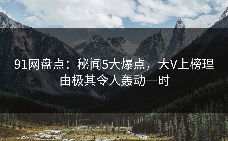 91网盘点：秘闻5大爆点，大V上榜理由极其令人轰动一时