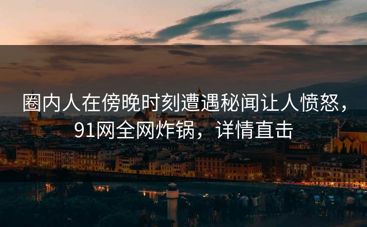 圈内人在傍晚时刻遭遇秘闻让人愤怒，91网全网炸锅，详情直击