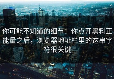 你可能不知道的细节：你点开黑料正能量之后，浏览器地址栏里的这串字符很关键