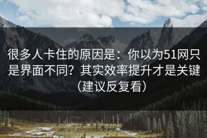 很多人卡住的原因是：你以为51网只是界面不同？其实效率提升才是关键（建议反复看）