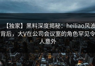 【独家】黑料深度揭秘：heiliao风波背后，大V在公司会议室的角色罕见令人意外