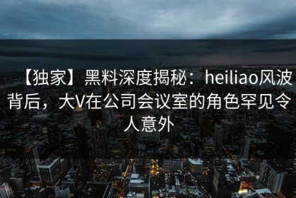 【独家】黑料深度揭秘：heiliao风波背后，大V在公司会议室的角色罕见令人意外