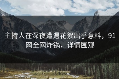 主持人在深夜遭遇花絮出乎意料，91网全网炸锅，详情围观