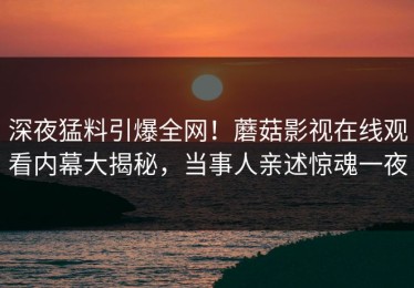 深夜猛料引爆全网！蘑菇影视在线观看内幕大揭秘，当事人亲述惊魂一夜