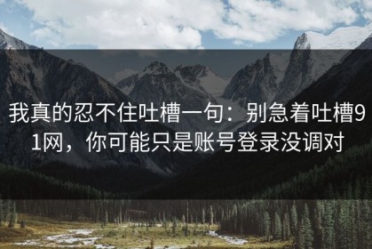 我真的忍不住吐槽一句：别急着吐槽91网，你可能只是账号登录没调对
