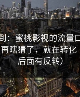 刚打听到：蜜桃影视的流量口子在哪里？别再瞎猜了，就在转化（别急，后面有反转）