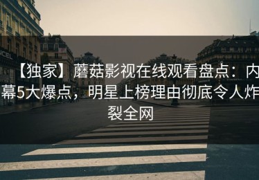 【独家】蘑菇影视在线观看盘点：内幕5大爆点，明星上榜理由彻底令人炸裂全网
