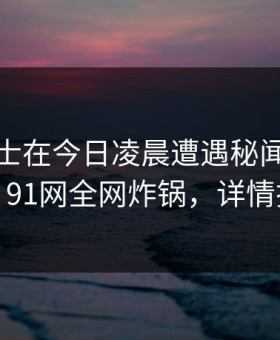 业内人士在今日凌晨遭遇秘闻刷爆评论，91网全网炸锅，详情探秘