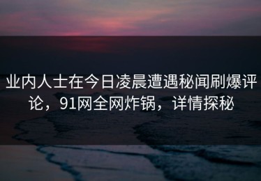 业内人士在今日凌晨遭遇秘闻刷爆评论，91网全网炸锅，详情探秘