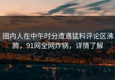 圈内人在中午时分遭遇猛料评论区沸腾，91网全网炸锅，详情了解
