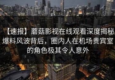 【速报】蘑菇影视在线观看深度揭秘：爆料风波背后，圈内人在机场贵宾室的角色极其令人意外