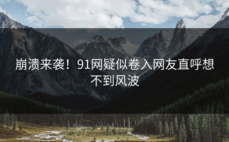 崩溃来袭！91网疑似卷入网友直呼想不到风波
