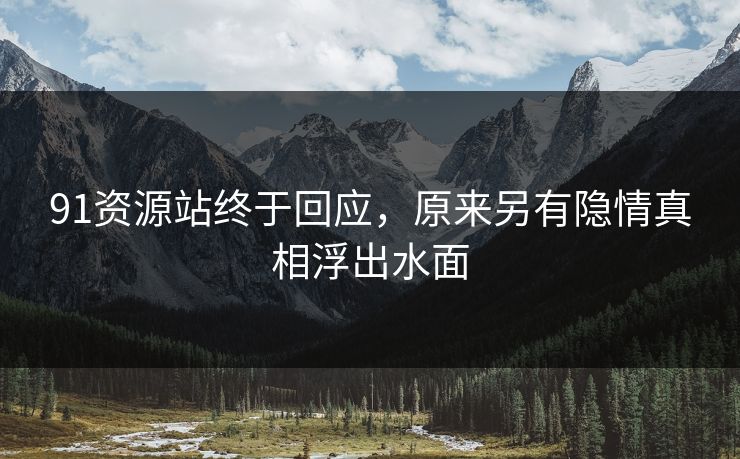 91资源站终于回应，原来另有隐情真相浮出水面