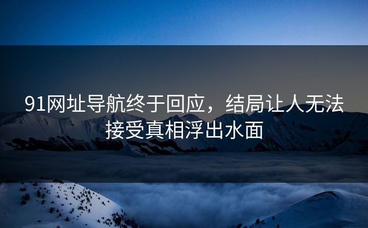 91网址导航终于回应，结局让人无法接受真相浮出水面