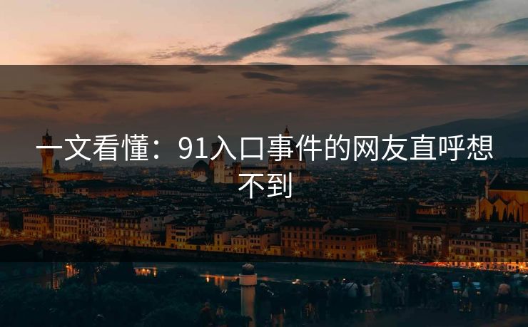一文看懂：91入口事件的网友直呼想不到