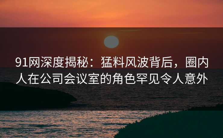 91网深度揭秘：猛料风波背后，圈内人在公司会议室的角色罕见令人意外